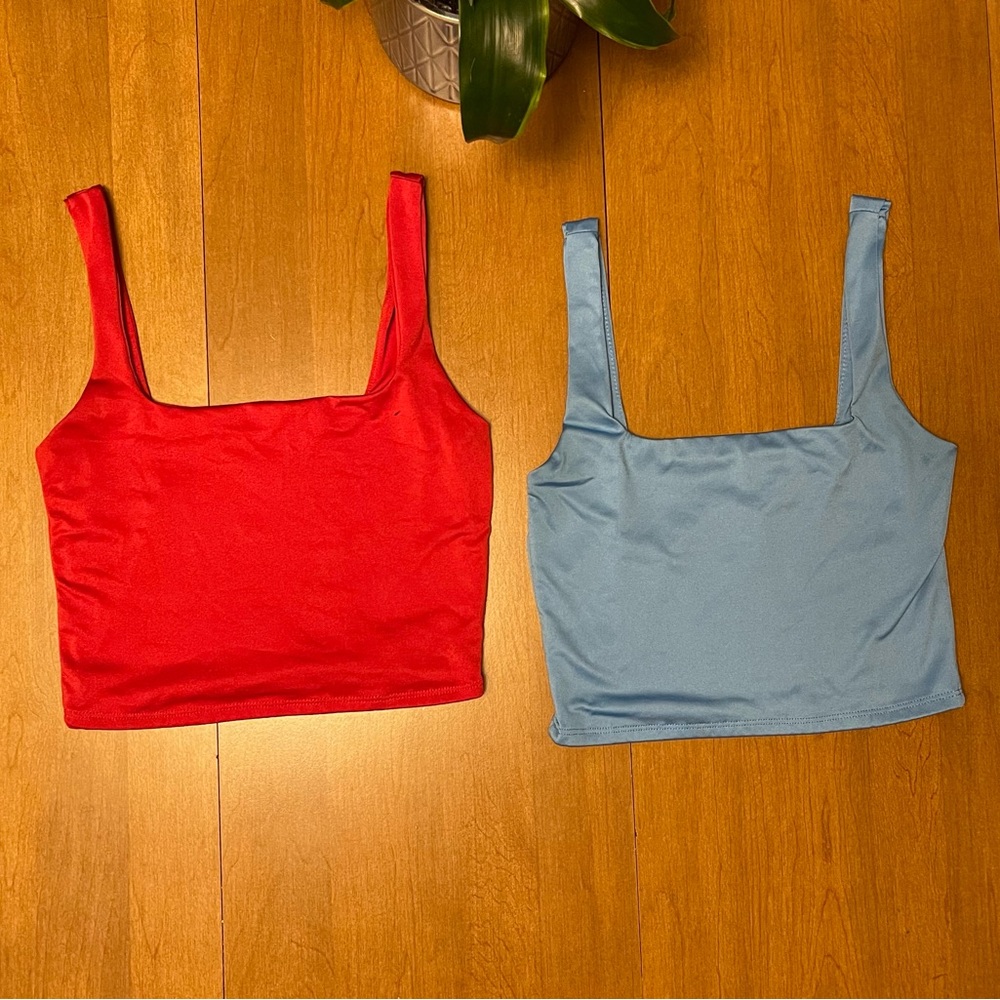 Red and Blue Women's Crop Tops